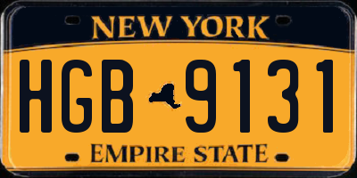NY license plate HGB9131