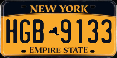 NY license plate HGB9133