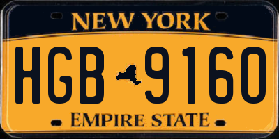NY license plate HGB9160