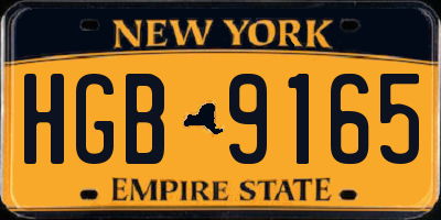 NY license plate HGB9165