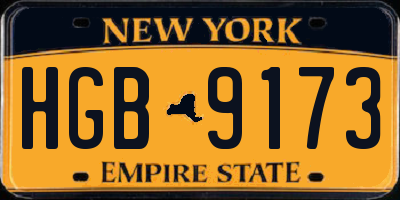 NY license plate HGB9173