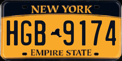 NY license plate HGB9174