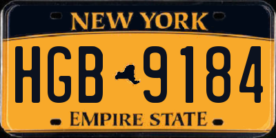 NY license plate HGB9184