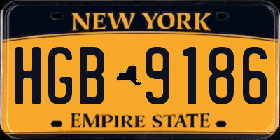 NY license plate HGB9186
