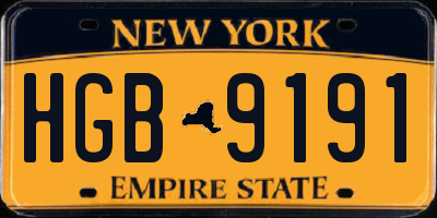 NY license plate HGB9191