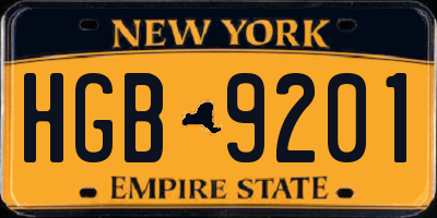 NY license plate HGB9201