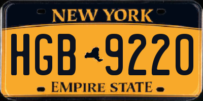 NY license plate HGB9220