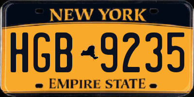 NY license plate HGB9235
