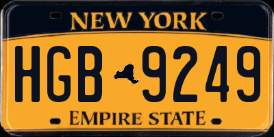 NY license plate HGB9249