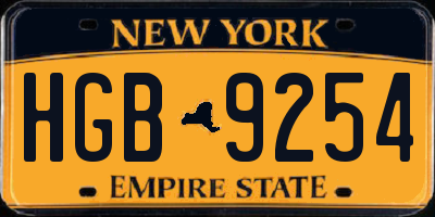 NY license plate HGB9254
