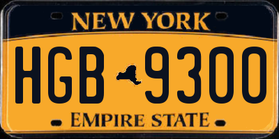 NY license plate HGB9300