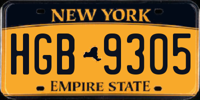 NY license plate HGB9305