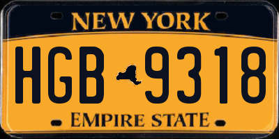NY license plate HGB9318