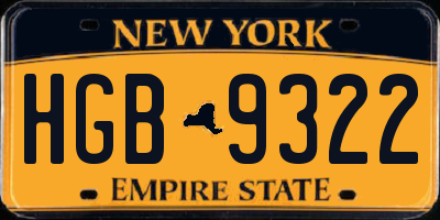 NY license plate HGB9322