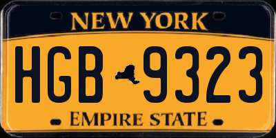 NY license plate HGB9323