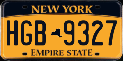 NY license plate HGB9327