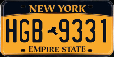 NY license plate HGB9331