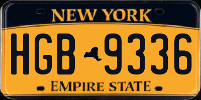 NY license plate HGB9336