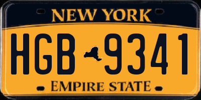 NY license plate HGB9341