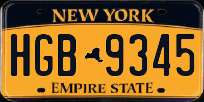 NY license plate HGB9345