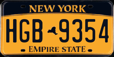 NY license plate HGB9354