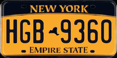 NY license plate HGB9360