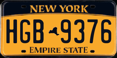 NY license plate HGB9376