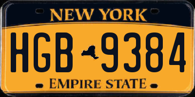 NY license plate HGB9384