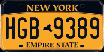 NY license plate HGB9389