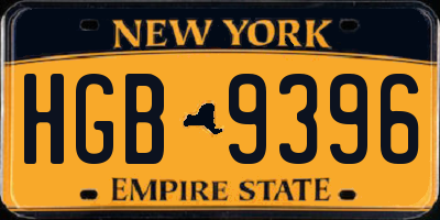 NY license plate HGB9396