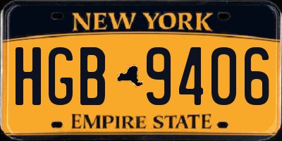 NY license plate HGB9406