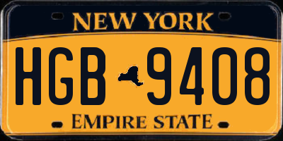 NY license plate HGB9408