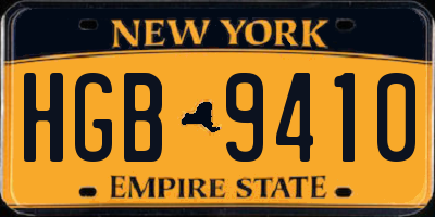 NY license plate HGB9410