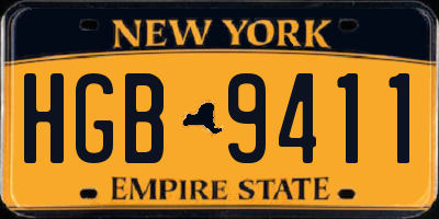 NY license plate HGB9411