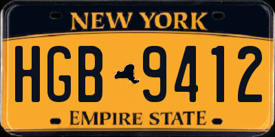 NY license plate HGB9412
