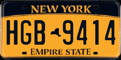 NY license plate HGB9414