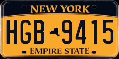NY license plate HGB9415