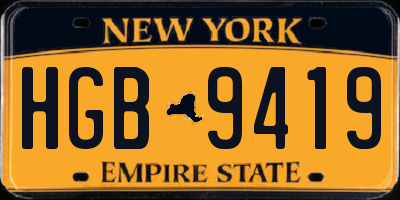 NY license plate HGB9419
