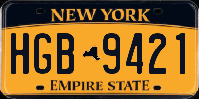 NY license plate HGB9421