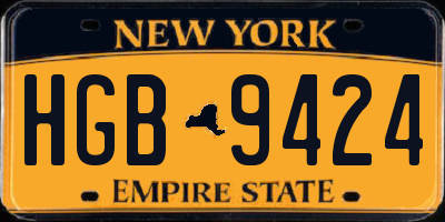 NY license plate HGB9424