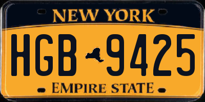 NY license plate HGB9425