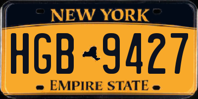 NY license plate HGB9427