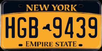 NY license plate HGB9439