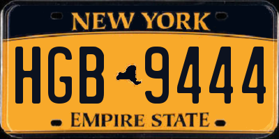 NY license plate HGB9444