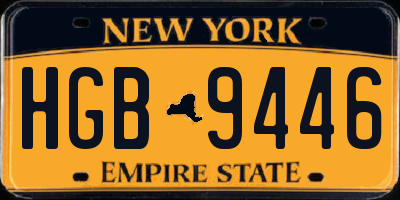 NY license plate HGB9446