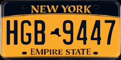 NY license plate HGB9447