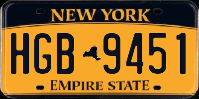 NY license plate HGB9451