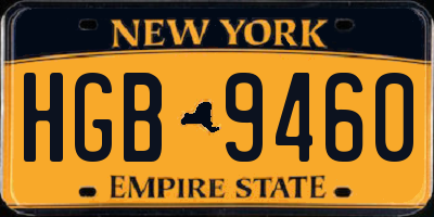 NY license plate HGB9460