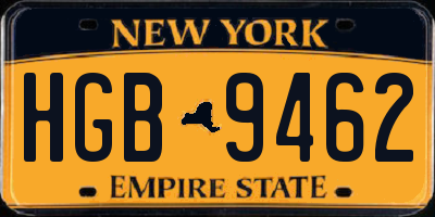 NY license plate HGB9462