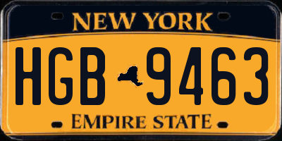 NY license plate HGB9463